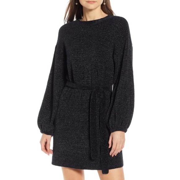 NWT Something Navy Shimmer Knit Sweater Dress M - Picture 2 of 12